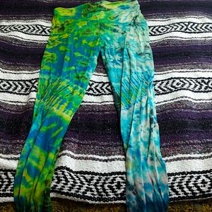 Tye Dye Festival Leggings, size small, green/blue
